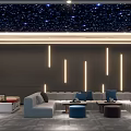 Modern Home Theater Interior Design With Starry Ceiling Comfortable Sofa And Ambient Lighting 3d model