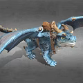 Blue Dragon Statue With Saddle Horns Detailed Wings And Realistic Design