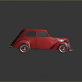 Red Vintage Classic Car With Retro Rounded Body And Chrome Grille Design