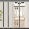 Modern Light Colored Wardrobe With Glass Doors Built In Lighting And Storage Design