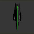 Futuristic Green And Black Tactical Knife With Metallic Handle And Sharp Blade