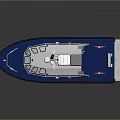 Modern Blue And White Water Vessel With Railing Lifebuoy And Upper Deck Equipment