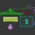 Modern Desktop Computer Setup With Monitor CPU Case Keyboard Mouse Speakers And Headphones