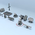 Weapon Models Collection Featuring Missile Radar Gun Turret And Control Panel Components 3d model