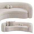 Beige Curved Sofa Interior Design With Decorative Pillows And Round Accent Cushions