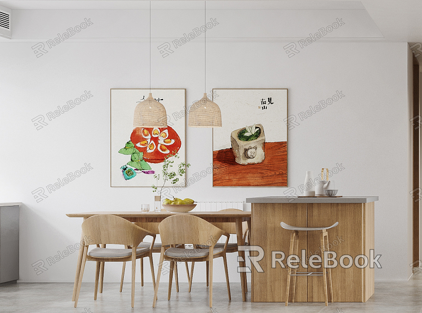 Japanese Dining Table and Chair Combination Dining Table and Chair model