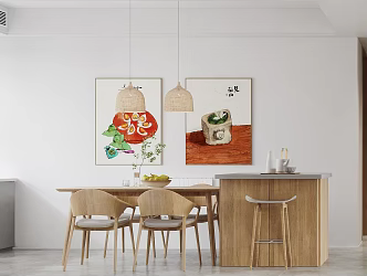 Japanese Dining Table and Chair Combination Dining Table and Chair 3d model