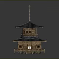Traditional Wooden Pagoda Architecture With Multi Tiered Dark Tiled Roof And Wooden Structure