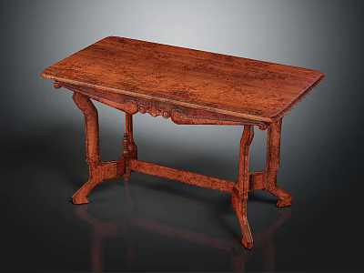 Elegant Traditional Wooden Console Table With Intricate Carved Legs And Polished Tabletop 3d model