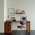 Middle style desk modern middle style desk and chair combination 3d model