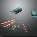 Military Vehicles Including Tanks And Soldiers With Laser Effects