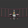Space and Aerospace Themed Pink Green Biplane Model Display with Detailed Design