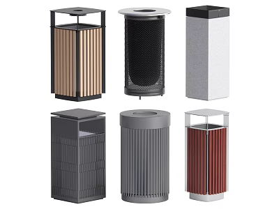 Public Facilities Outdoor Modern Waste Bins With Various Designs And Materials 3d model