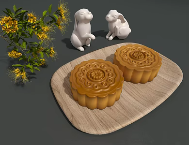 Moon Cake Rabbit Osmanthus 3d model