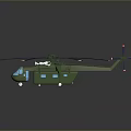 Green Helicopter Model With Blue Rotors And Yellow Tips Detailed Design