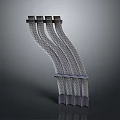 Curved Grid Patterned Structures Arranged Side By Side With Metallic Texture Modern Design