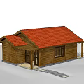 Wooden House Structure With Red Tile Roof Porch And Front Steps Design
