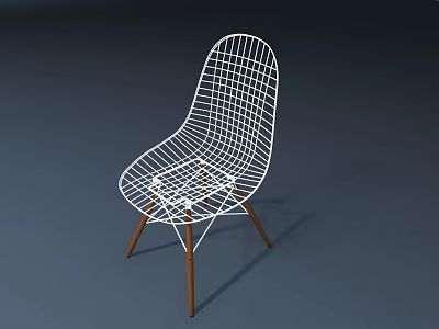 White Grid Design Lounge Chair With Wooden Legs And Modern Style 3d model
