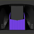 Futuristic Black Chair With Purple Glowing Accents And Geometric Design
