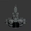 Detailed Large Metallic Grey Water Vessel With Tower Structure And Long Hull