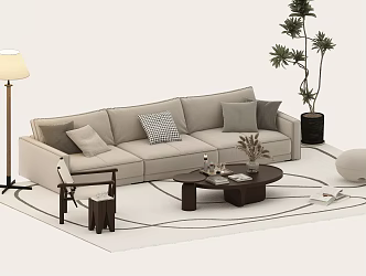 New Chinese Style Song's Aesthetic Sofa 3d model