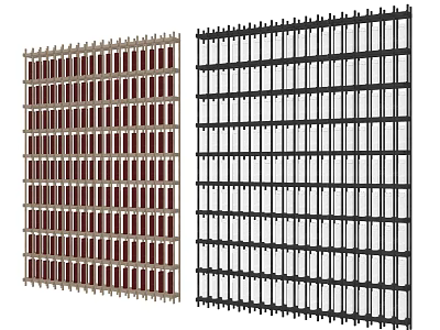 Modern Grid Room Dividers With Beige Red And Black Transparent Panel Designs 3d model