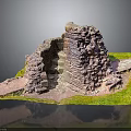 Ancient Historical Stone Building Ruins Featuring Ruined Walls And Green Grass