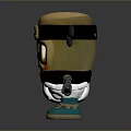Cute Cartoon Character Figure With Black Headband Gold Emblem Big Eyes And Green Shoes