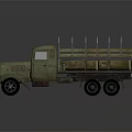 Vintage Green Classic Truck With Open Cargo Bed And Metal Railings