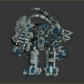 Mechanical Creature Robot Design With Multiple Arms Blue White Color Detailed Structure And Antenna