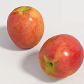 Two Red and Yellow Ripe Apples Fresh and Juicy on White Background