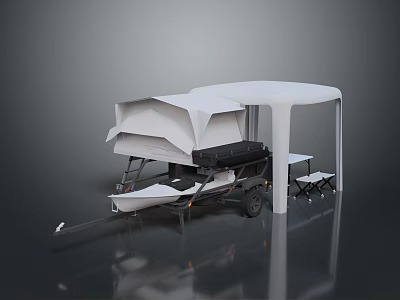 Modern Trailerable Watercraft With Canopy Seats Trailer Attachment And Compact Design 3d model