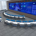 Modern Monitoring Room With Multiple Computer Monitors Control Consoles And Ergonomic Office Chairs