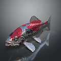 Red And Silver Metallic Fish Decorative Model Artwork Featuring Shiny Surface 3d model