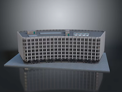 Aerial Planning of Modern Multi Storey Building Model Featuring Neatly Arranged Windows on Grey Base 3d model