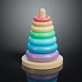 Rainbow Colored Wooden Stacking Rings Decorative Home Furniture Piece With Circular Layers