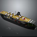 Aircraft Carrier Model with Airplanes on Yellow Deck and Gray Hull Details