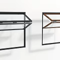 Modern Wall Mounted Shelves With Black Brown Frames And Glass Panels 3d model