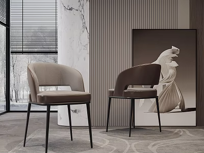 Modern Leisure Chairs In Brown Upholstery With Black Metal Legs For Contemporary Interior 3d model