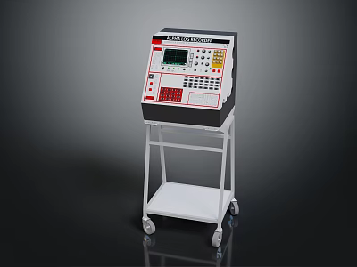 Medical Device With Digital Display Screen Control Panel On Wheeled Stand 3d model