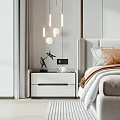 Modern Minimalist Bedroom Interior Design With Upholstered Headboard Nightstand Wall Lights And Area Rug