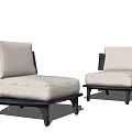 Two Modern Single Sofa with Light Cushion and Dark Frame Design 3d model