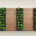 Vertical Living Green Plant Wall with Wooden Panel Background Decor