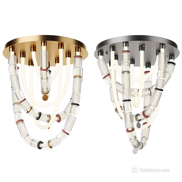 Modern Ceiling Lights With Gold And Black Base Transparent Decorative Elements 3d model