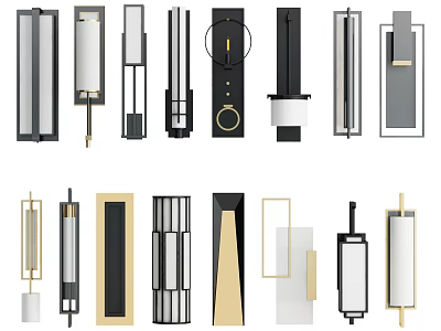 Modern Stylish Wall Lamps With Various Contemporary Designs And Decorative Features 3d model