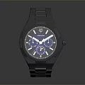 Sleek Black Watch With Blue Dial And Modern Metal Strap Fashionable Design