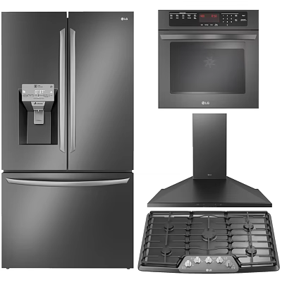 Modern Kitchen Appliances Refrigerator Oven Smoke Machine Gas Stove Combination 3d model