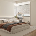 Cream wind living room bedroom 3d model