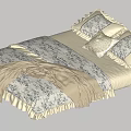 Vintage Floral Bed Runner for Cozy Bedroom Decoration with Ruffled Edges and Matching Pillowcases