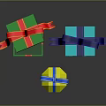 Colorful Gift Boxes With Open Green Box Blue Package Yellow Octagonal Present And Ribbons